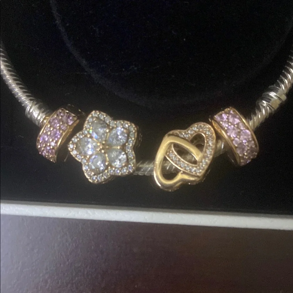 Elegant Pandora Gold and Silver Charm Bracelet - Picture 2 of 3